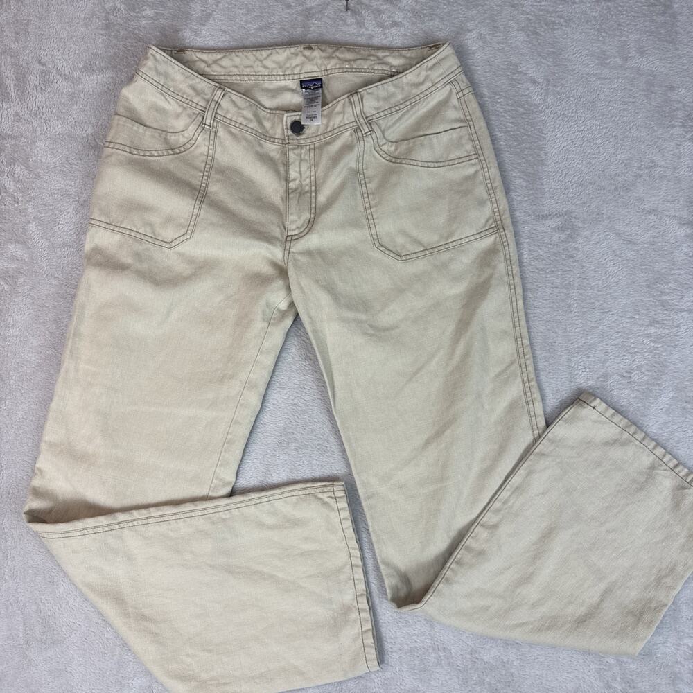 Patagonia Straight Leg Pants Women 10 Tan Hemp Utility Trousers Gorpcore Hiking